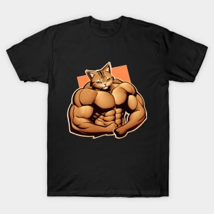 Cat Miaw Muscular Cute Gym T-Shirt